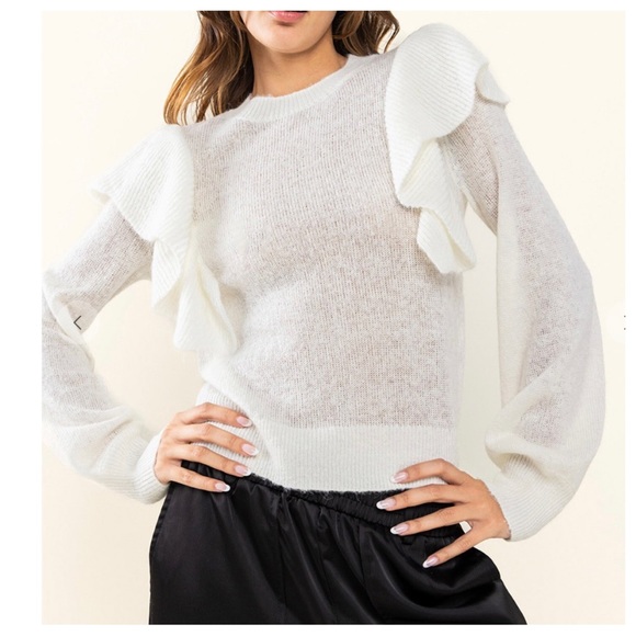 30 Boho Soft Knit Ruffle Sweater Top - Picture 2 of 4